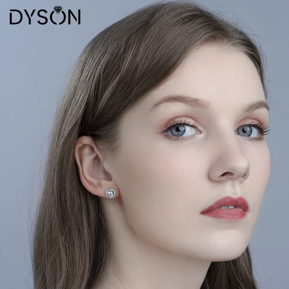 Dyson 925 Sterling Silver Stud Náušnice Klasické Crystal Zirconia Micro Pave Náušnice Pre Ženy Výročie Darčeky Módne Šperky