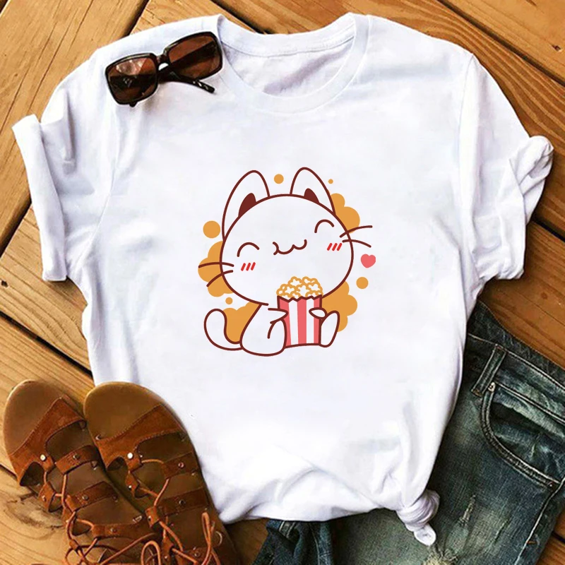 Dámske tričko Harajuku Panda, Biely Grafický Tlačiť T-shirts Bežné Tee Topy Lete Krátky Rukáv Žena T Shirt Ženy Femme Tričko