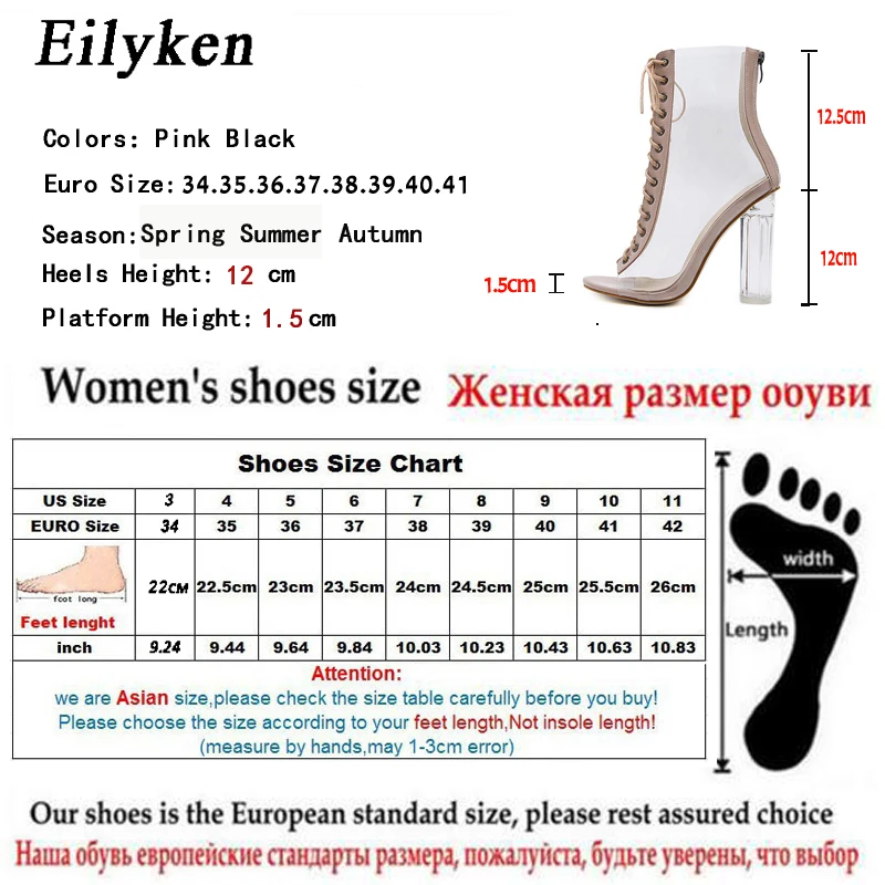 Eilyken 2021 Nové Sexy PVC Transparentné Gladiator Sandále Típat Prst Topánky Jasné, Robustný podpätky Sandále Ženy Topánky Sandále
