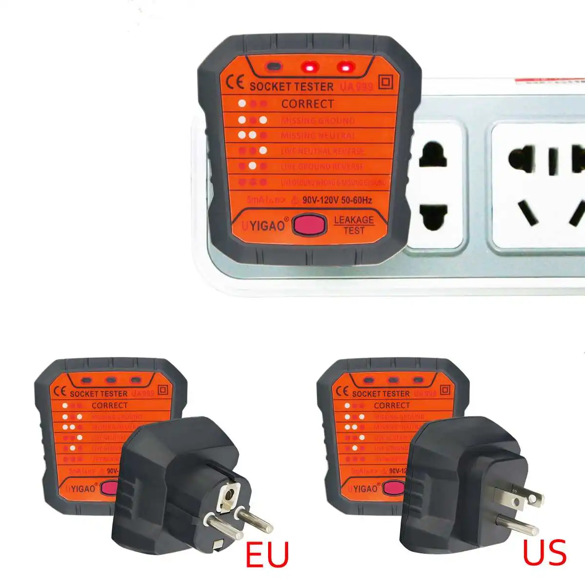 Elektrické Zásuvky Tester Zásuvky Tester UK/EÚ Zástrčku El. prúdu, Polarita Napätie Detektora elektrickej siete Istič Vyhľadávanie