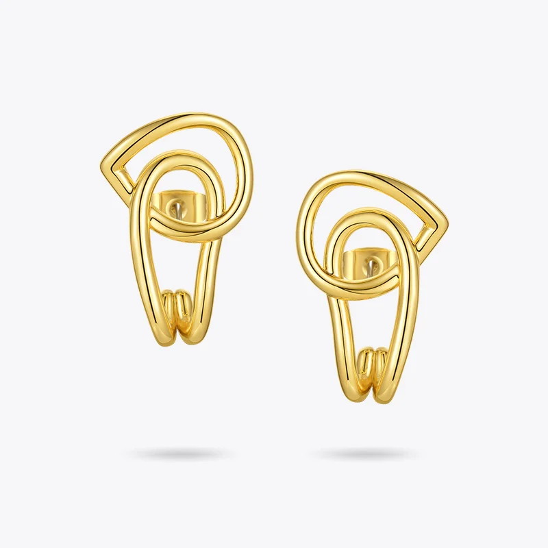 ENFASHION Interlaced Stud Náušnice Pre Ženy, Zlatá Farba Geometrické Piercing Earings Módne Šperky Priateľov Darčeky Brincos E201186