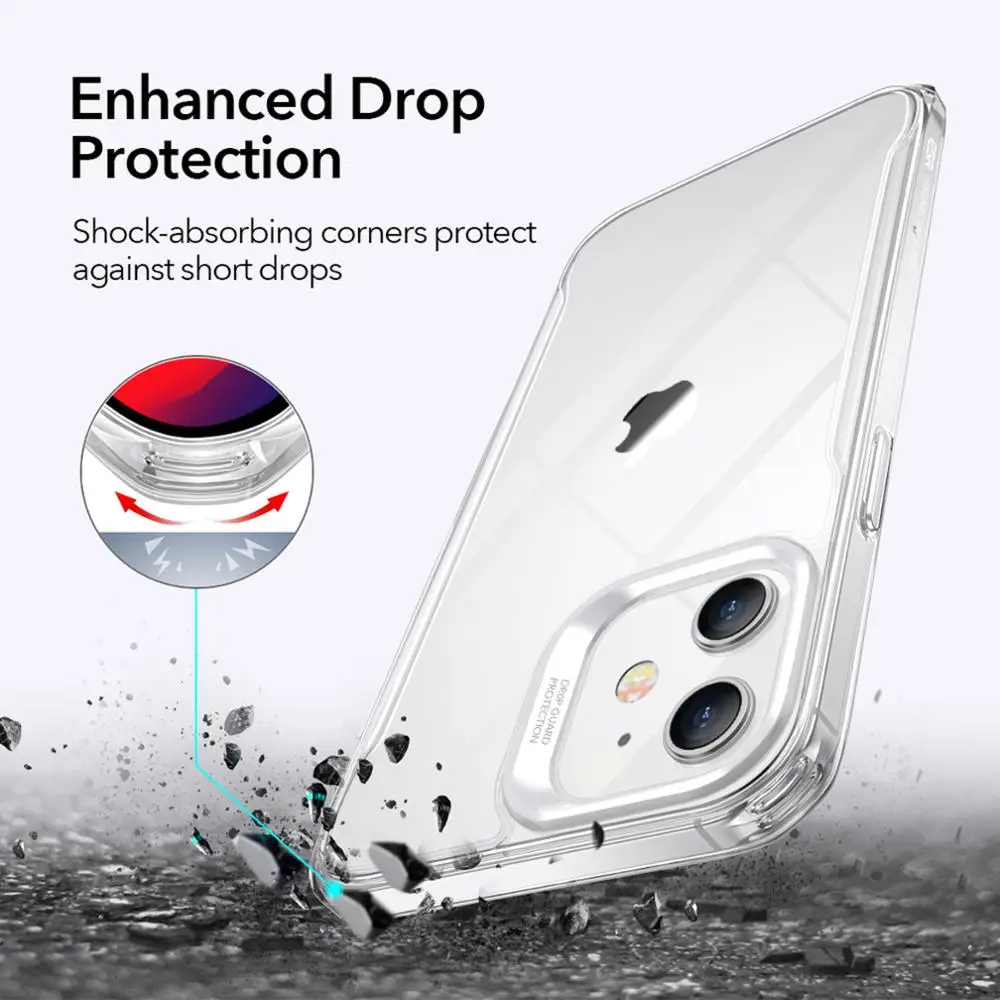 ESR pre iPhone 12 Prípade Sklo Shockproof Zadný Kryt pre iPhone 12 mini 12Pro Max Prípade s 2ks Tvrdeného Skla Screen Protector
