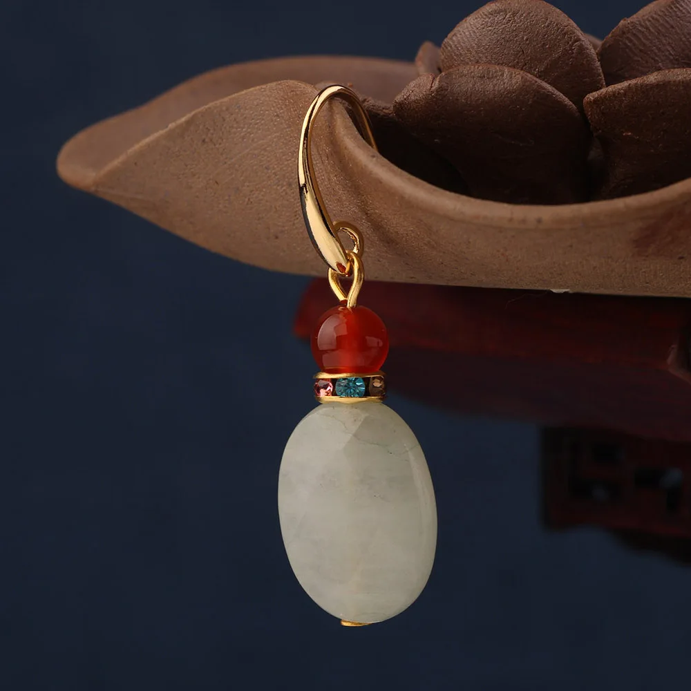Etnické prírodného kameňa červené náušnice kvapka crystal серьги pre ženy a dievča šperky