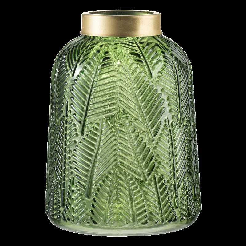 Európa zelenej listovej sklenené vázy Kreatívne Kvetinové Aranžmán hydroponické vázy Ručného fúkania Umenie vázy domáce dekorácie príslušenstvo