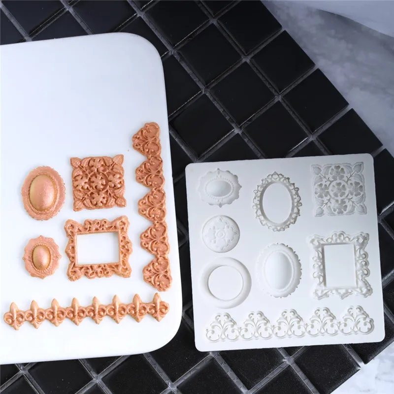 Európska Retro 3D Tvar Rámu Tortu Silikónové Formy Fondant Cake Zdobenie Nástroje Gumpaste Čokoláda Plesne Silikónové Formy Pečenie