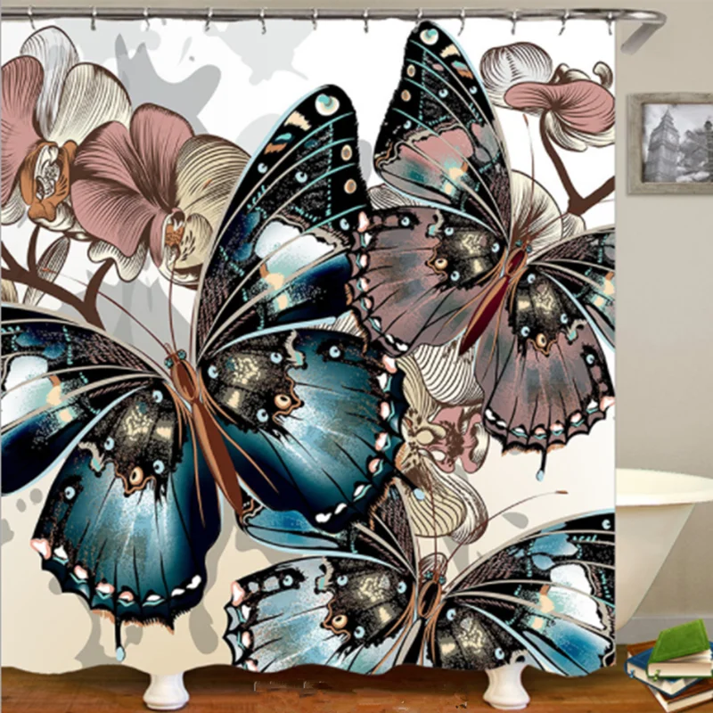Európsky Štýl Butterfly Tlač Sprchový Záves Kúpeľňa Nepremokavé Mildewproof Polyesterových Tkanín Sprchový Záves Pre Home Decor