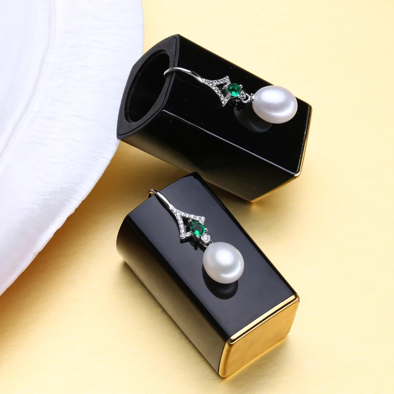 FENASY Pearl Šperky Sady Prírodné Perlový Náhrdelník Pre Ženy Strany Dizajn Smaragdové Náušnice Kvapka Zelené Kamene Prsteň