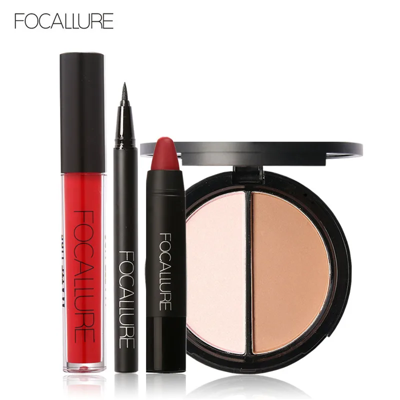 Focallure make-up kit Pofessional Očné linky pero Matné Rúže Tvár Prášok a Sexy Lip Gloss v make-up Set