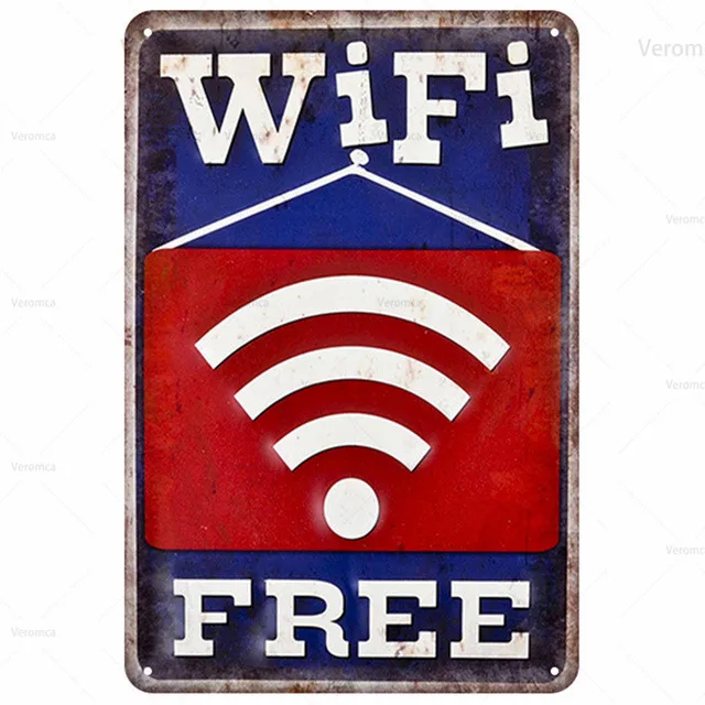 Free Wifi Otvoriť Zatvorené Upozornenie Doska, Kov Plagát Vintage Tin Prihlásenie Pin Up Ošumelé Elegantný Bar, Supermarket Pub Práčovňa Dekor Dosky