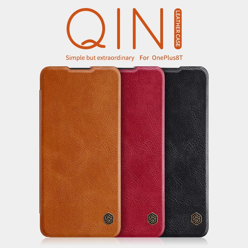 Funda Prípade Oneplus 8T prípade Nillkin vintage Qin PU kožené pevný plastový zadný kryt peňaženka Pre Oneplus 8T prípade