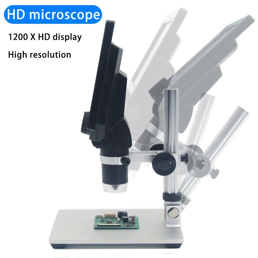 G1200 1-1200X HD digitálny mikroskop Video Mikroskopom 12MPX 7-Palcový Farebný Displej LCD Displej Kontinuálne Zosilnenie zväčšovacie sklo