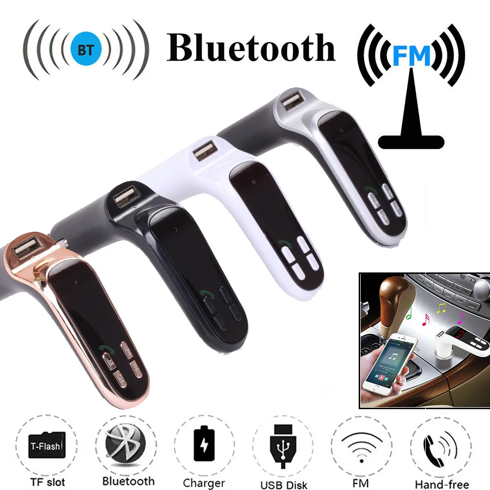 G7 auto mp3 prehrávač, aux FM Vysielač Bluetooth Hands-free, LCD displej, Prehrávač, Rádio Adaptér Súprava Nabíjačky 87.5-108 MHz #4