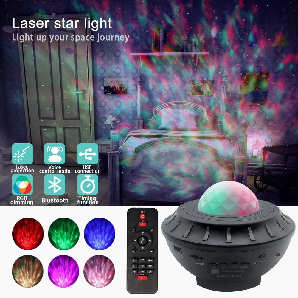 Galaxy Svetlo Neba Projektor LED Nočné Svetlo Romantický Projekčnej Lampy Blueteeth USB Hlasové Ovládanie Hudobného Prehrávača Darček k Narodeninám