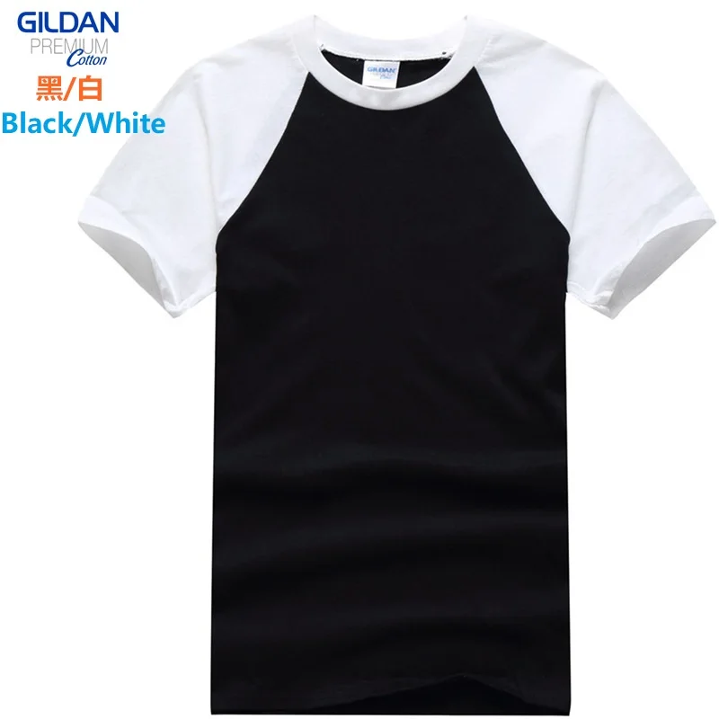 GILDAN 765000 Mužov Bavlna tričká Patchwork Krátky Rukáv T Shirt Mens Topy Tees Základné TShirts Prispôsobené Logo Tlač