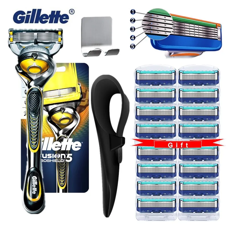 Gillette Fusion Proshield Jednozložkové Razor Mužov Manuálny Holiaci strojček holiace strojčeky Stroj pre Holiace Žiletky Kazety Gumy Rukáv a Háčik