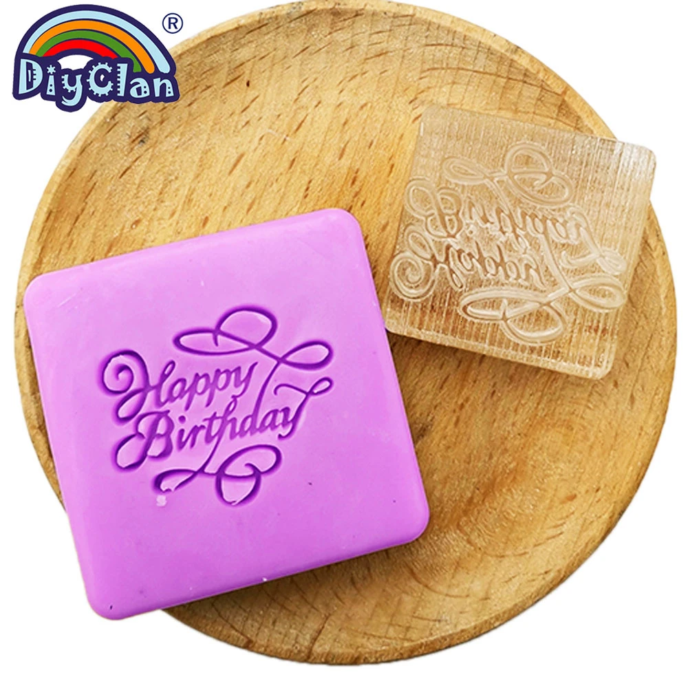 Happy birthday mydlo pečiatka nový príchod Diy mydlo, takže tesnenie s rukoväť vlastné ručne vyrábané mydlo nástroje Z0178HB