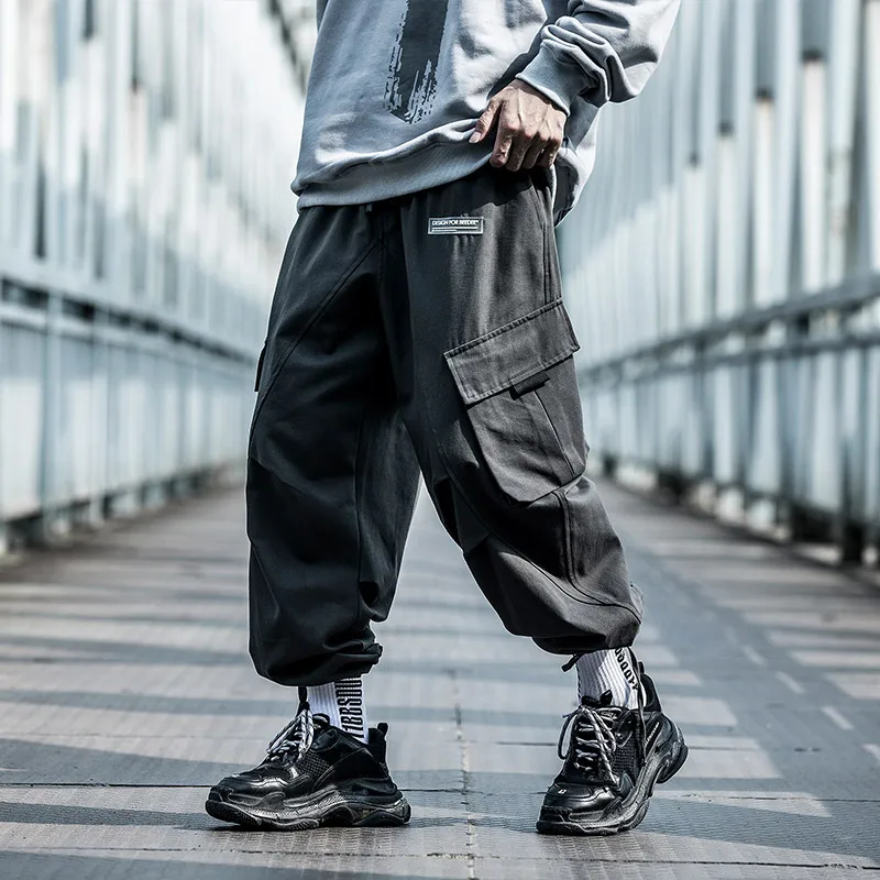 Harajuku veľké vrecko nohavice pánske oblečenie voľné pohodlné hip-hop príliv značky inov funkcia vietor lúč nohavice milovníkov Cargo Nohavice