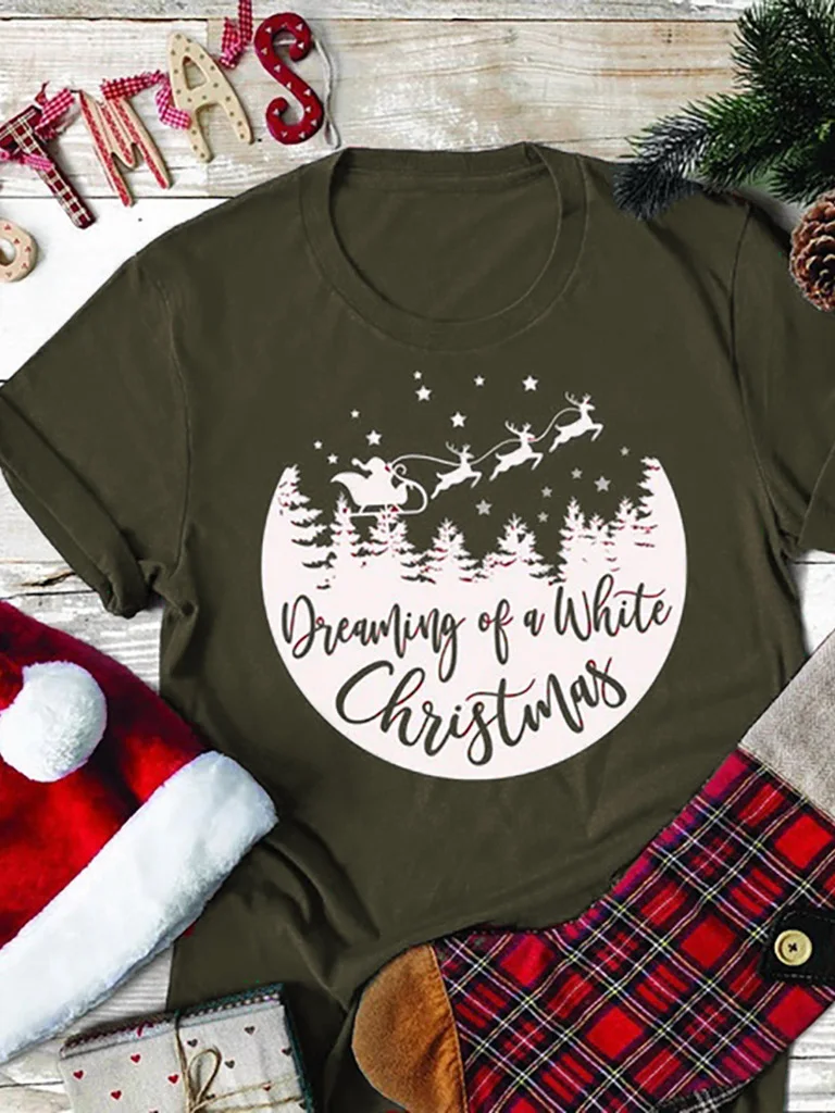 Hillbilly Snívali o Biele Vianoce Tričká Krátky Rukáv Ženy Šťastné Vianoce T Shirt Roztomilý Vianočný Darček pre Dievča Chlapcov