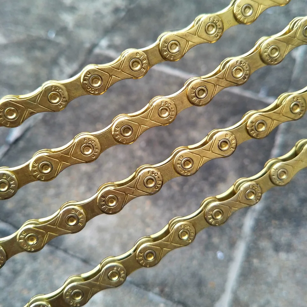 Horský bicykel reťaze plný elektrolyticky pokrývajú zlato 6 7 8 9 10-rýchlosť odolné mtb, road bike variabilná rýchlosť reťaze časti bicyklov