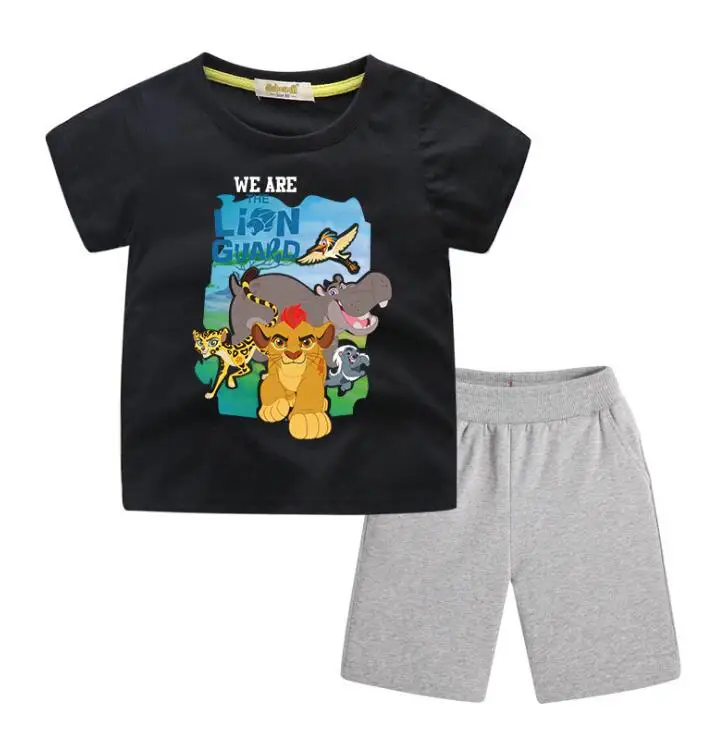 Horúce Letné Lion King Oblečenie Sady Cartoon Tlač Krátke Sleeve T-košele, Šortky 2 ks Oblečenie, Obleky Pre Batoľa Chlapec Dievčatá
