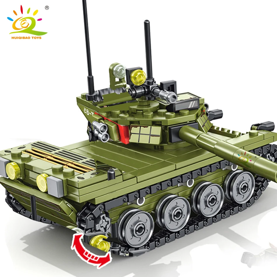 HUIQIBAO 324pcs Vojenské 85 Hlavný Bojový Tank Stavebné Bloky WW2 Vojak, číselné Údaje Tehly Vzdelávacie Hračky pre Deti, Chlapec