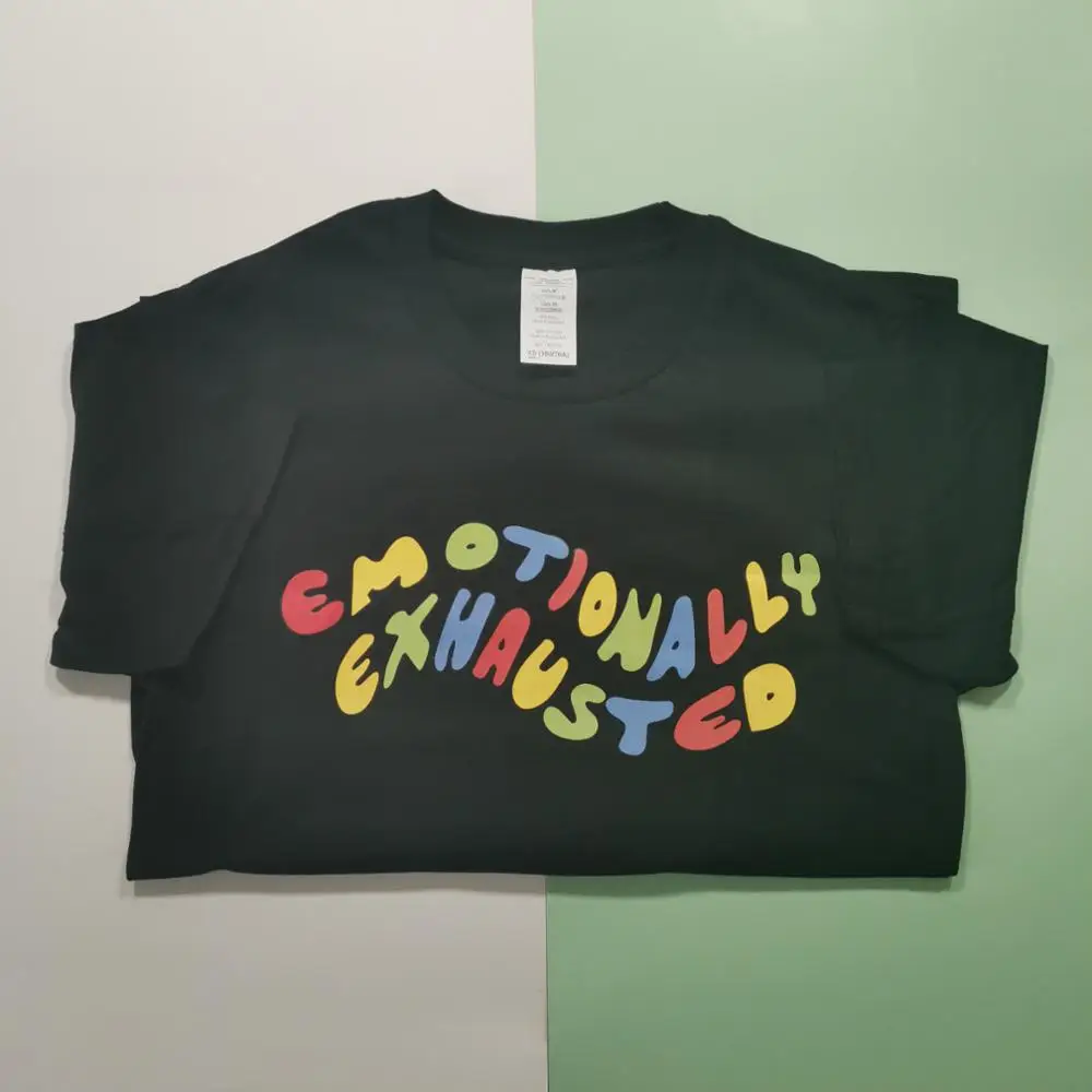 Humor Emocionálne Vyčerpaný Vytlačené T Košele Farebné Listy T-Shirt Ženy Letné Topy Street Nosiť Mäkké Bavlnené Harajuku Topy