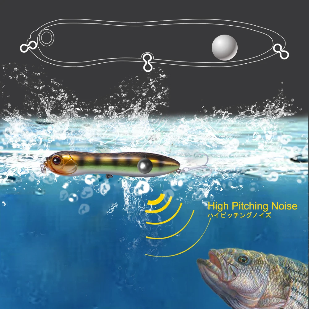 HuntHouse rybárske lure povrchu darter ceruzka návnadu 9 cm najvyššej kvality Ceruzka ryby Basy Šťuka lákať Blázon hlavy hada Holografické