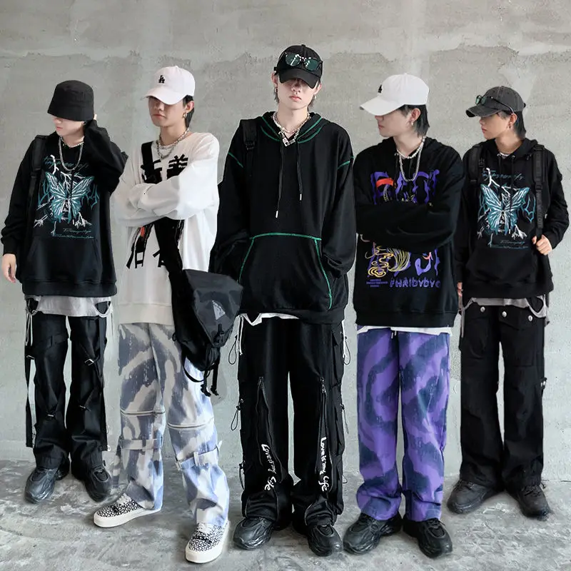 Hybskr Mužov Streetwear Skateboard Rovno pánske Nohavice HipHop Neforemné kórejský Nohavice Muž Hip Hop Hárem Nohavice, Oblečenie