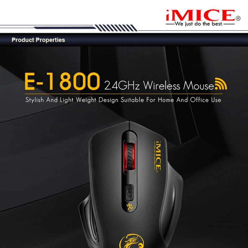 IMICE Wireless Gaming Mouse Ergonomická Myš 4 Tlačidlá LED 1600 DPI Počítačovej Myši Hráč Myší Tichý Myš pre PUBG FPS Hra