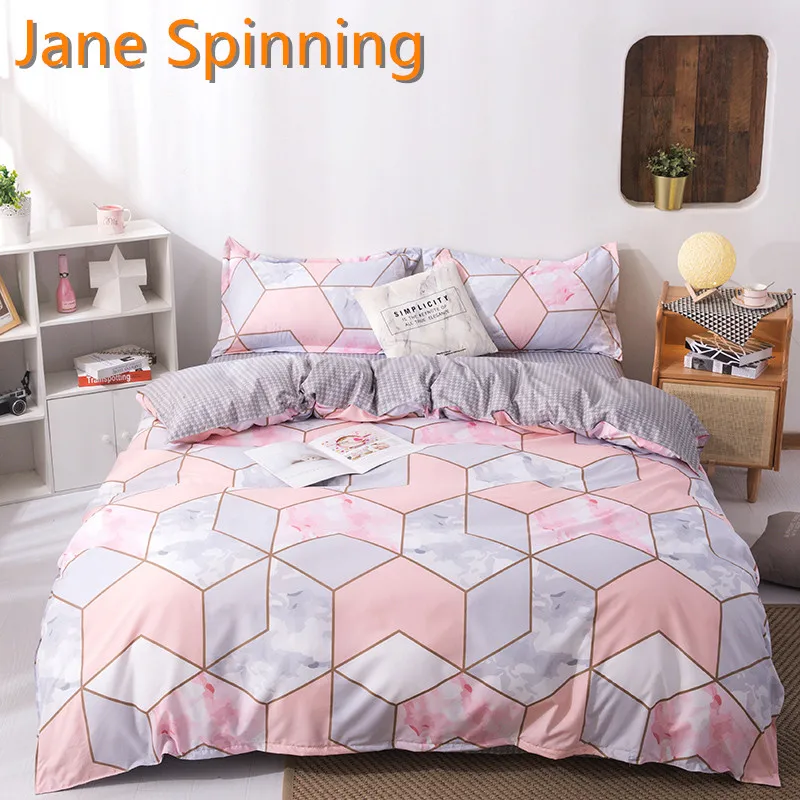 Jane Spinning Cumlík posteľná bielizeň Nastaviť Geometrické Obliečky Kryt Ružový Posteľ Kryt Mäkké Obliečky Kryt S obliečka na Vankúš TY08#