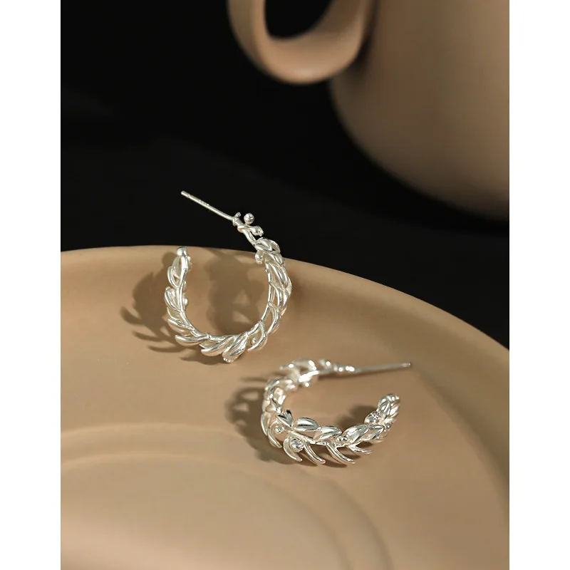 Japonský Nika Leaf Earings 925 Sterling Silver Stud Náušnice Darček Pre Priateľa Boucle D'oreille Femme Aros Joyeria Plata 925