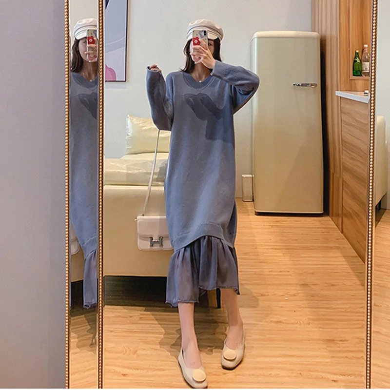 Jeden Kus Odevu Pre Ženy, Elegantné Jeseň Zima Knittrd Sveter Šaty Žena Kórejský Voľné Green Office Žena Slim Midi Šaty