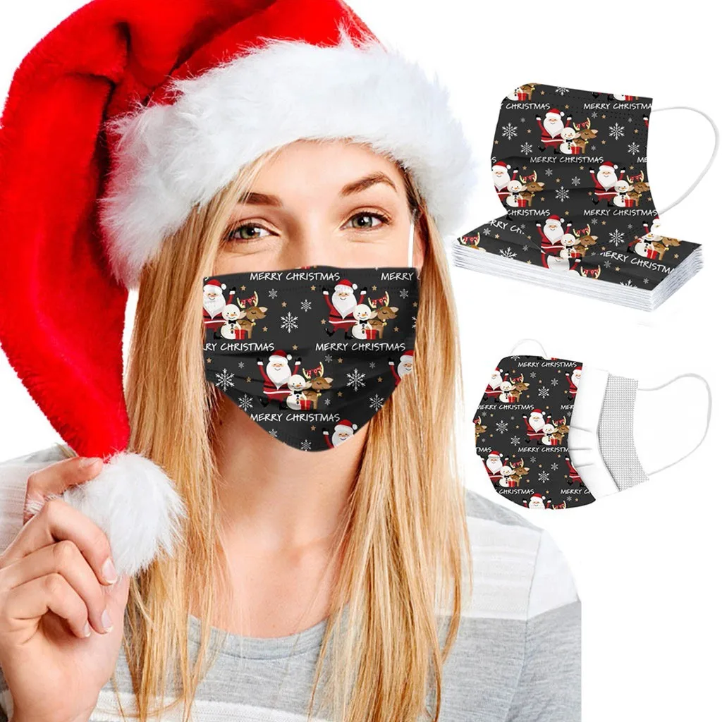 Jednorazové Unisex Vytlačené Vianočné Mäkké Masky Pre Dospelých 3-vrstva Masky Vianočné Maska Nový Rok Darček Opakovane Mascarilla #GM