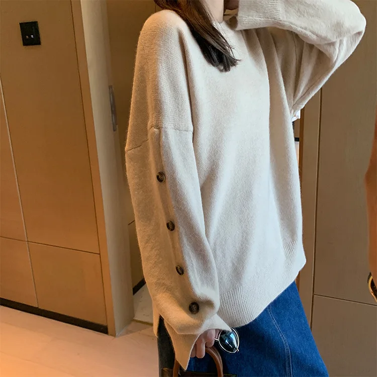 Jeseň a v zime roku 2020 nové lady cocoon pulóver voľné nosenie kórejská verzia lenivý sveter top punk sveter nadrozmerné svetre