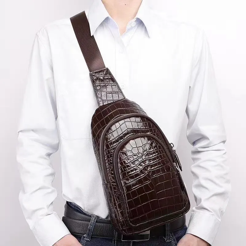 Kaisiludi Kože človeka taška hrudníka taška krokodíla brucho muž módne muž cross-body taška taška cez rameno multi-funkčné malá taška