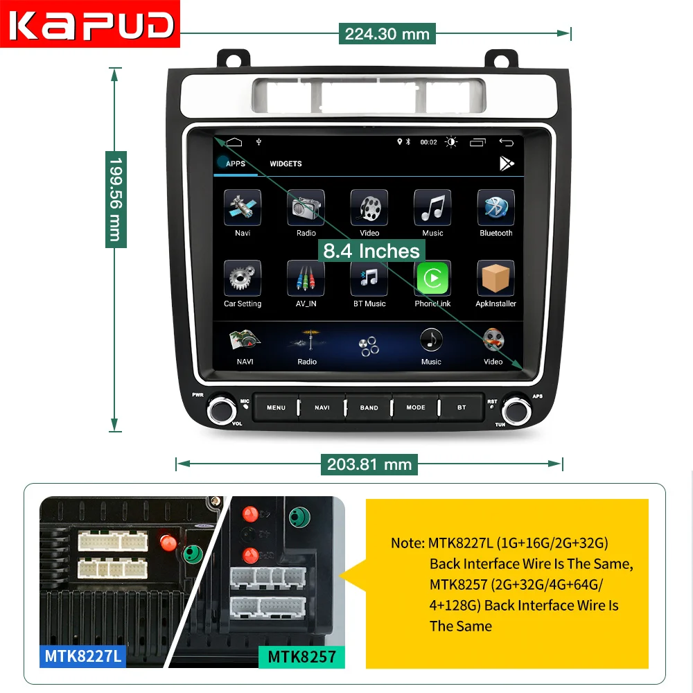 Kapud 8.4' Android 10 GPS Multimediálne autorádio Pre VW/Volkswagen/Touareg 2011-2017 Multivan Naviagtion Prehrávač Audio DSP USB 4G