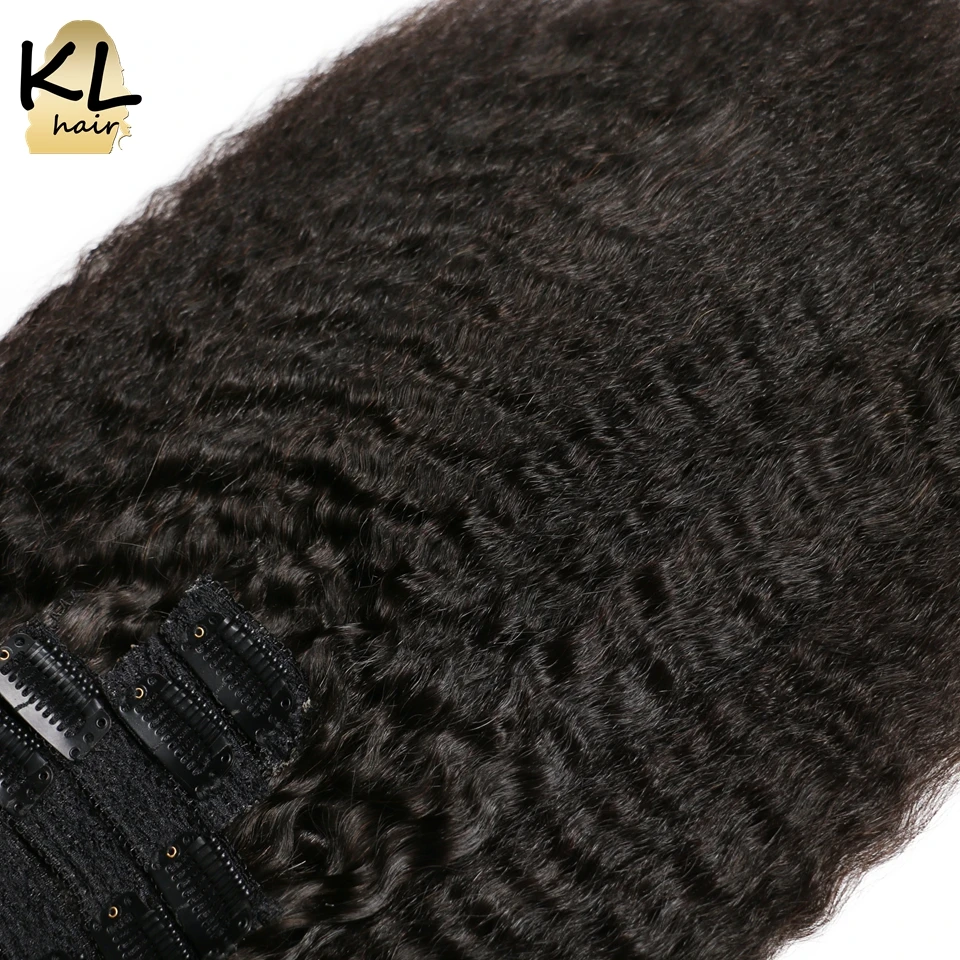 KL Kinky Rovno Clip in Ľudské Vlasy Rozšírenia Prírodných Black Brazílsky Remy Ľudské Vlasy, Clip-in 8Pcs/Set 120 Gram Rýchle dodanie