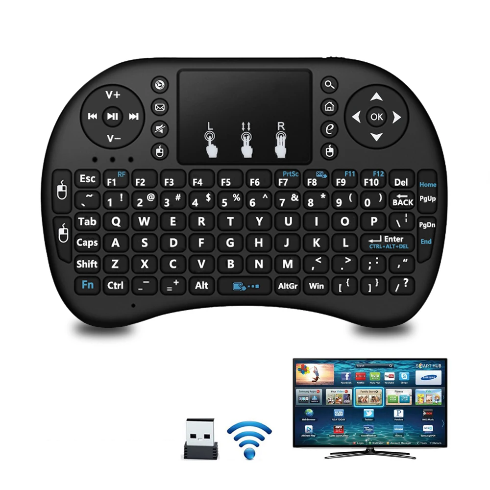 Klávesnica i8 Vzduchu Myš 2,4 GHz Mini Wireless Touchpad Diaľkové Ovládanie s podsvietením Pre Android TV BOX X96 max PC, PS3 Gamepad