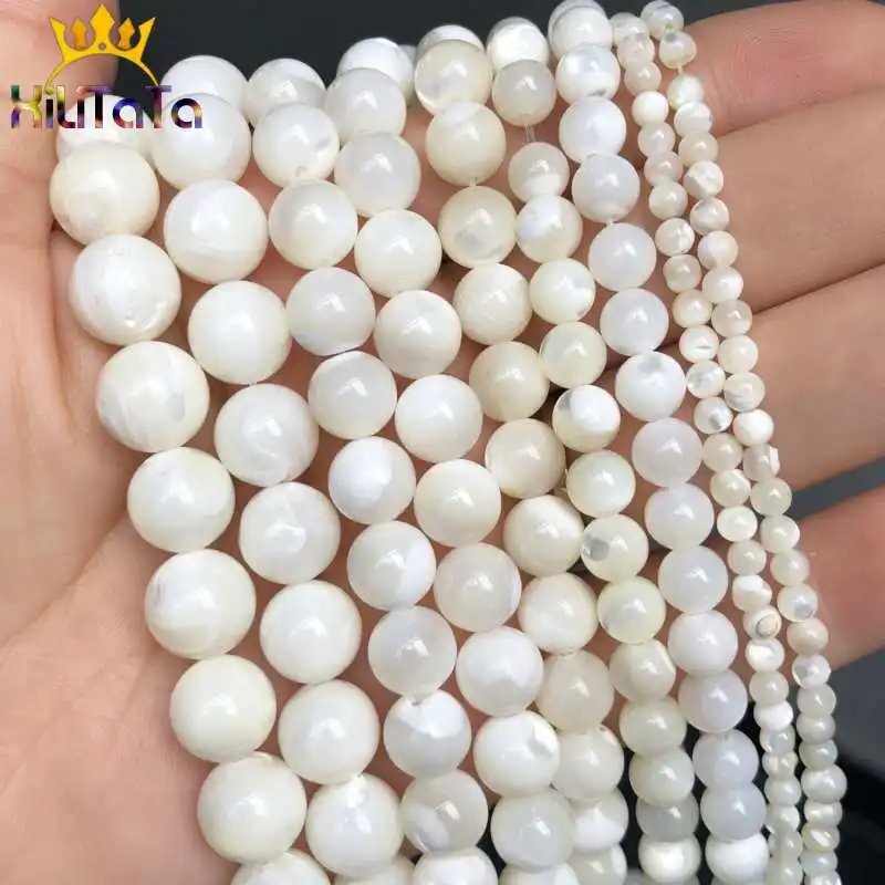 Kolo Biela perleť Mop Perly Prírodné Voľné Korálky Pre Šperky, Takže DIY Náramok, Náhrdelník 15