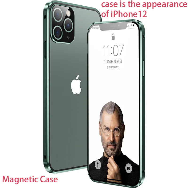Kovové Magnetické puzdro pre iphone 12 Pro prípade Nárazníka Glass Fotoaparát ochranu pre iphone 11 pro max Mini puzdro coque fundas