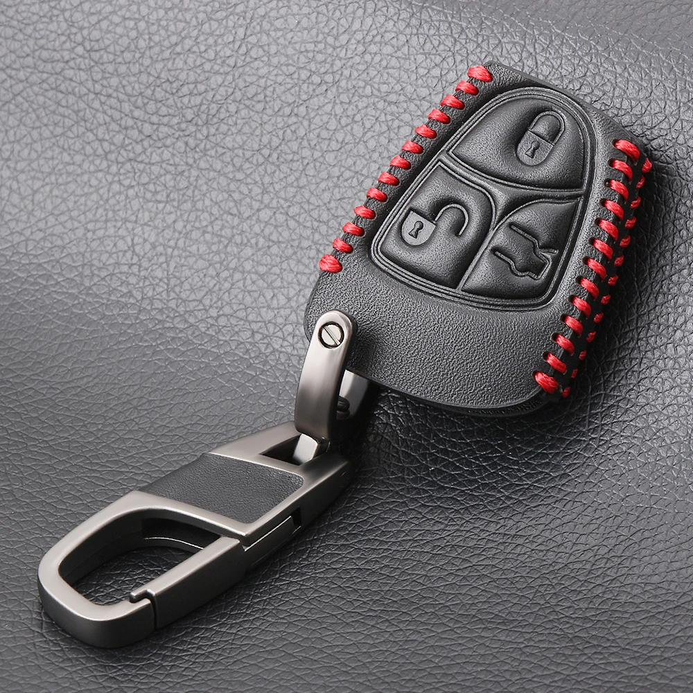Kožené Diaľkové Tlačidlo Kryt puzdro Pre Mercedes Benz B C E ML S CL, CLK Classe 3/4 Tlačidlami Kľúča Vozidla KeyChain Fob s Krúžok na kľúče