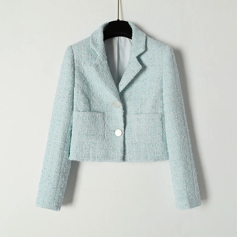 KPOP Seo Áno Ji nové módne sky blue krátke bundy kabát A-line Skladaná sukňa vyhovovali kórejský elegantné vysoko kvalitné ženy 2 dielna sada