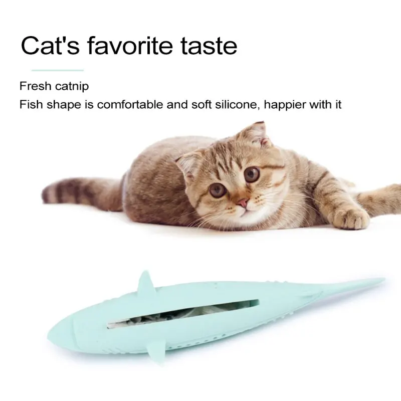 Krásne Pet Mačka Ryby Tvar Kefka S Catnip Pet Eco-Friendly Silikónové Molekulová Držať Zuby Čistenie Mačka Dary