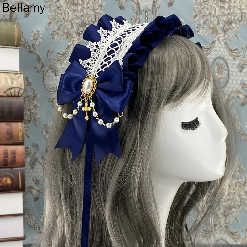 Krásne Sladké Vlasy Hoop Anime Slúžka Cosplay hlavový most Lolita Čipky Kvet pokrývku hlavy Vlasy Príslušenstva, Ručne vyrobené craftslolita hai