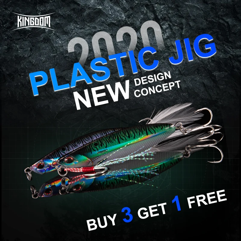 Kráľovstvo Nové Kovové Jig Rybárske Nástrahy 8g 11 g 14.5 g 22 g 3D Simulácia Ryby Dlho casting Stávkovanie lyžice plast + Viesť rybárske návnad