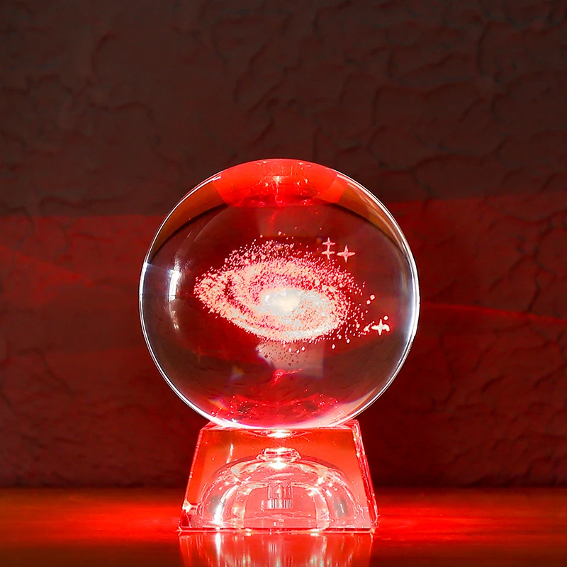 Laserom Vygravírované galaktickej systém Crystal Ball 3D Model Planéty Oblasti Loptu Domova Darček pre Dovolenku Astronómie Loptu Ornament