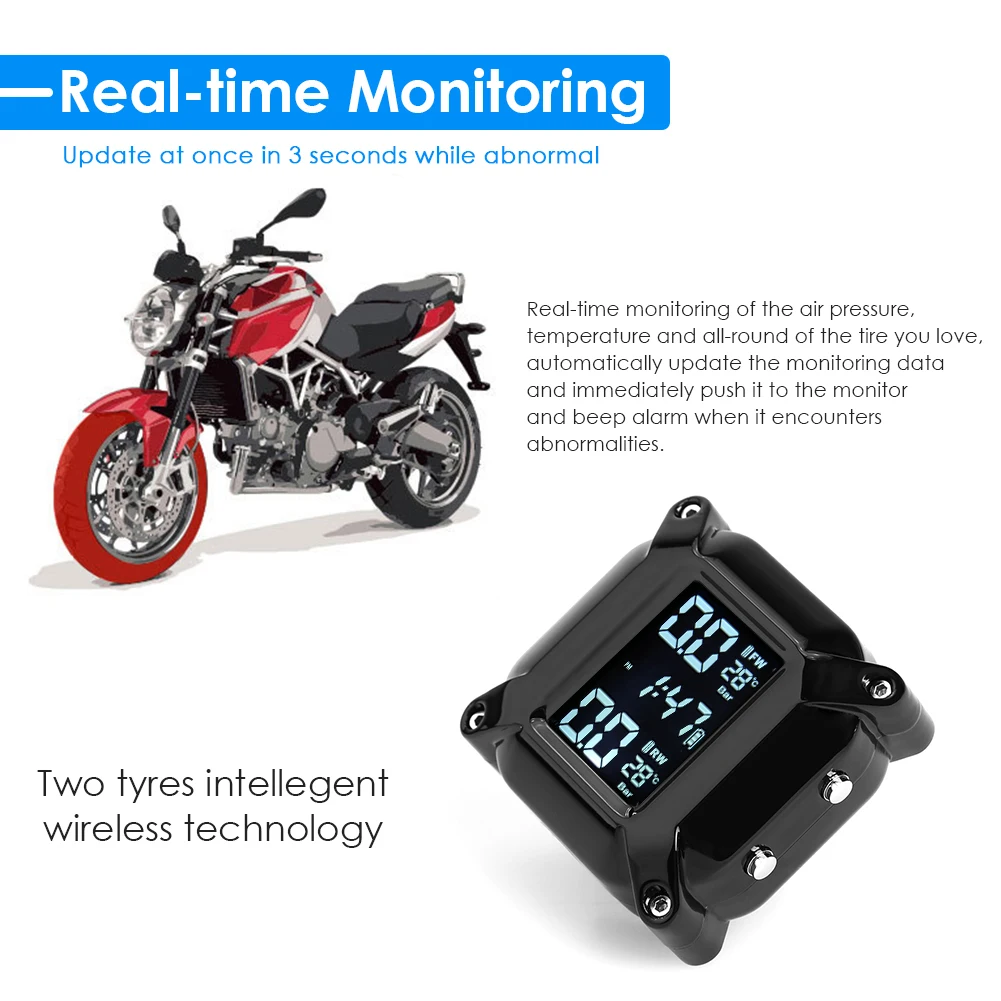 LCD Motocykel TPMS Externý Senzor Tlaku v Pneumatikách Teplota Monitorovací Systém Jedinečné Prenosné Časti Auta Ozdoby