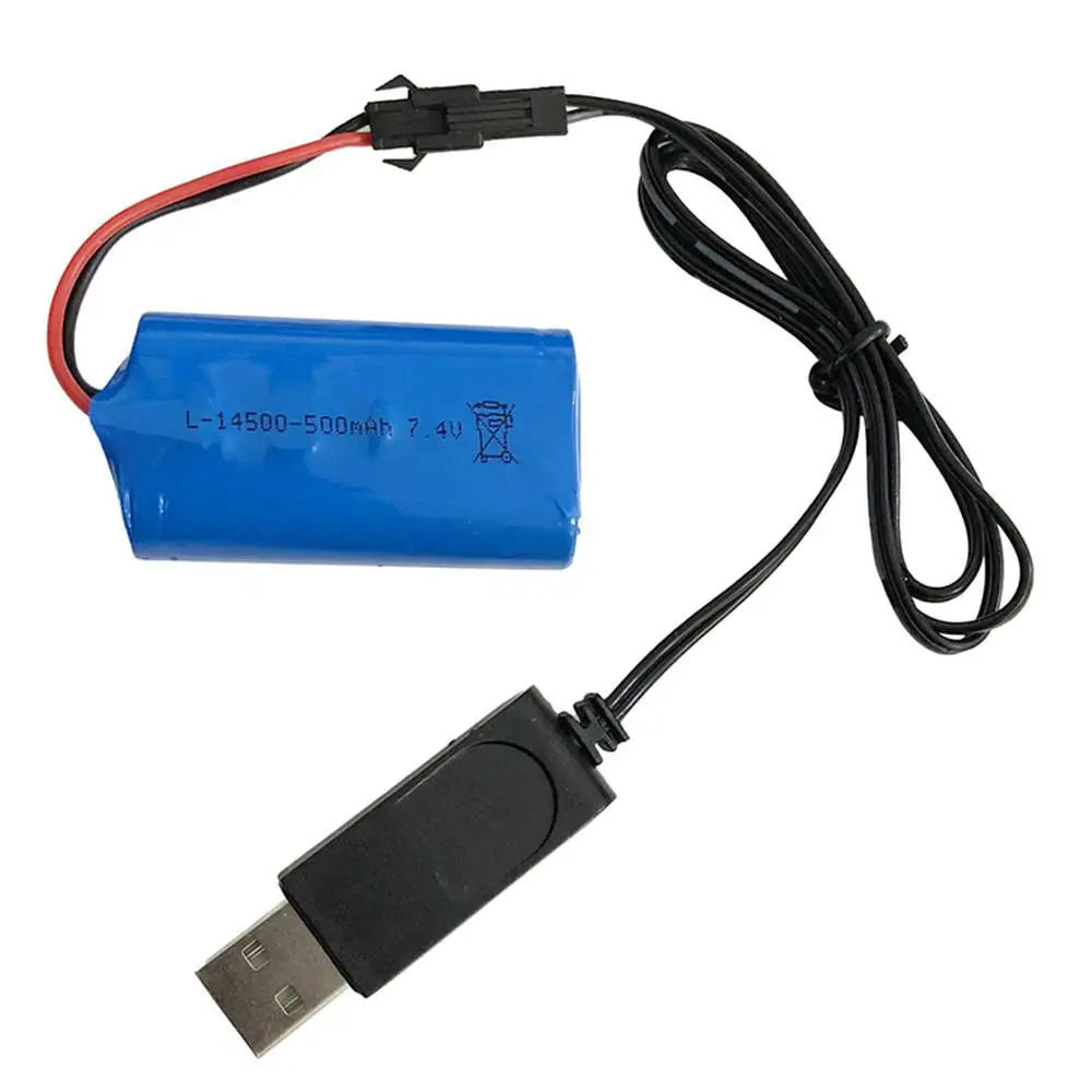 LeadingStar Fayee Inovované 7.4 V 500mAh 15C 2S Batérie SM Plug + USB Nabíjací Kábel pre FY001 FY002 FY003 Rc Auto