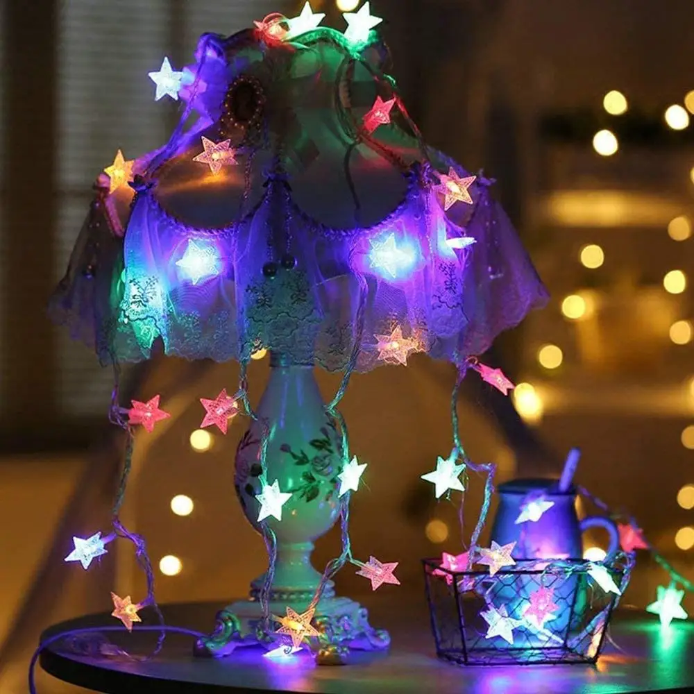 LEADLY LED Reťazec Svetlo Kolo Žiarovka Teplé Lampa Pre Domáce Vianočné Svadobné Party Dekorácie Napájaný Batériou Snowflake Star Light