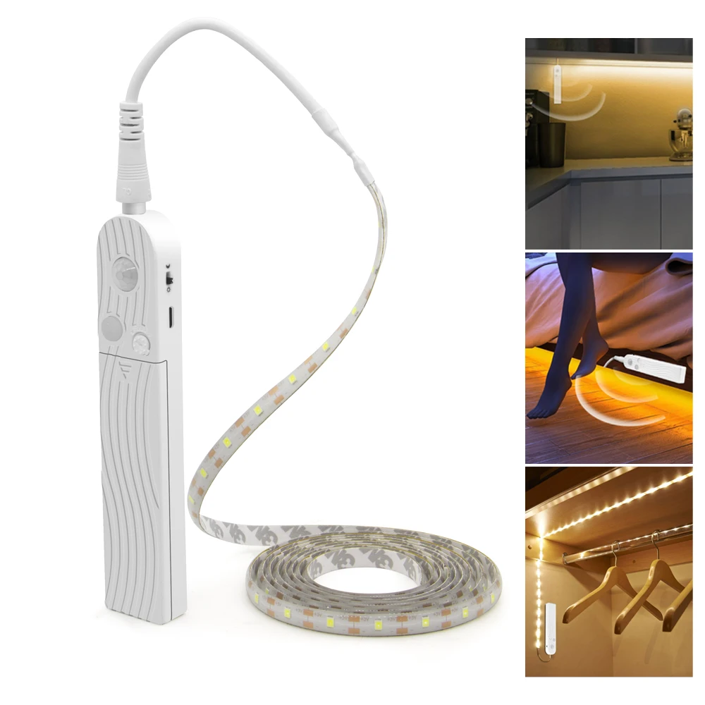 LED Kabinetu Svetelný Senzor Pohybu 1M 2M 3M Pod Posteľ, Schodisko, Šatník Pásky 5V USB LED Pásy Skrine, Kuchyne, Nočné Svetlo Lampy